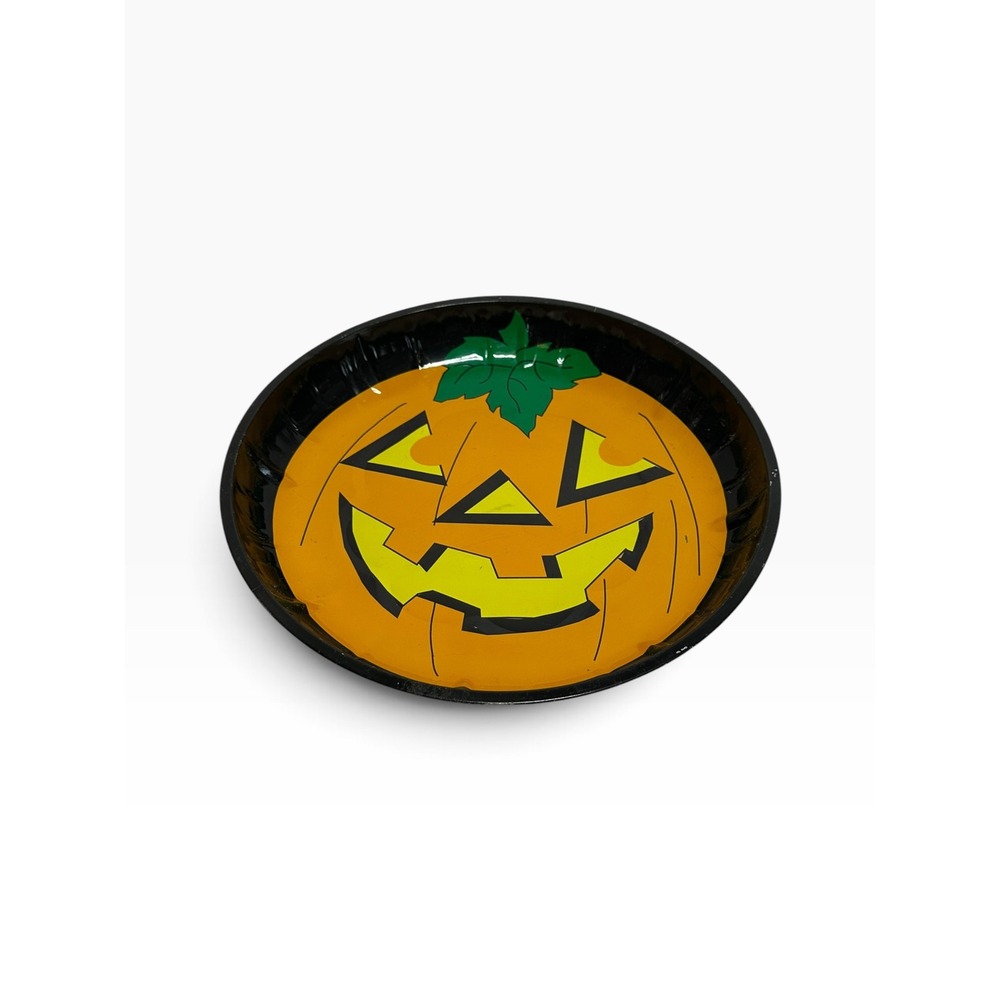 Four Star Jack-O-Lantern Serving Tray 9.75in Orange Pumpkin Vintage 1995 Metal